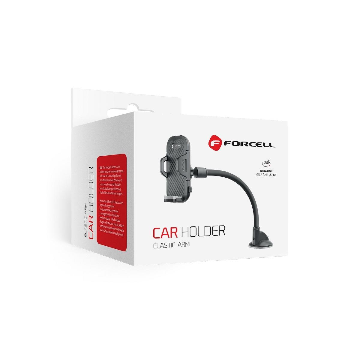 Uchwyt na telefon do samochodu uniwersalny Forcell F-Grip Carbon Bracket ramię 17cm do szyby czarny