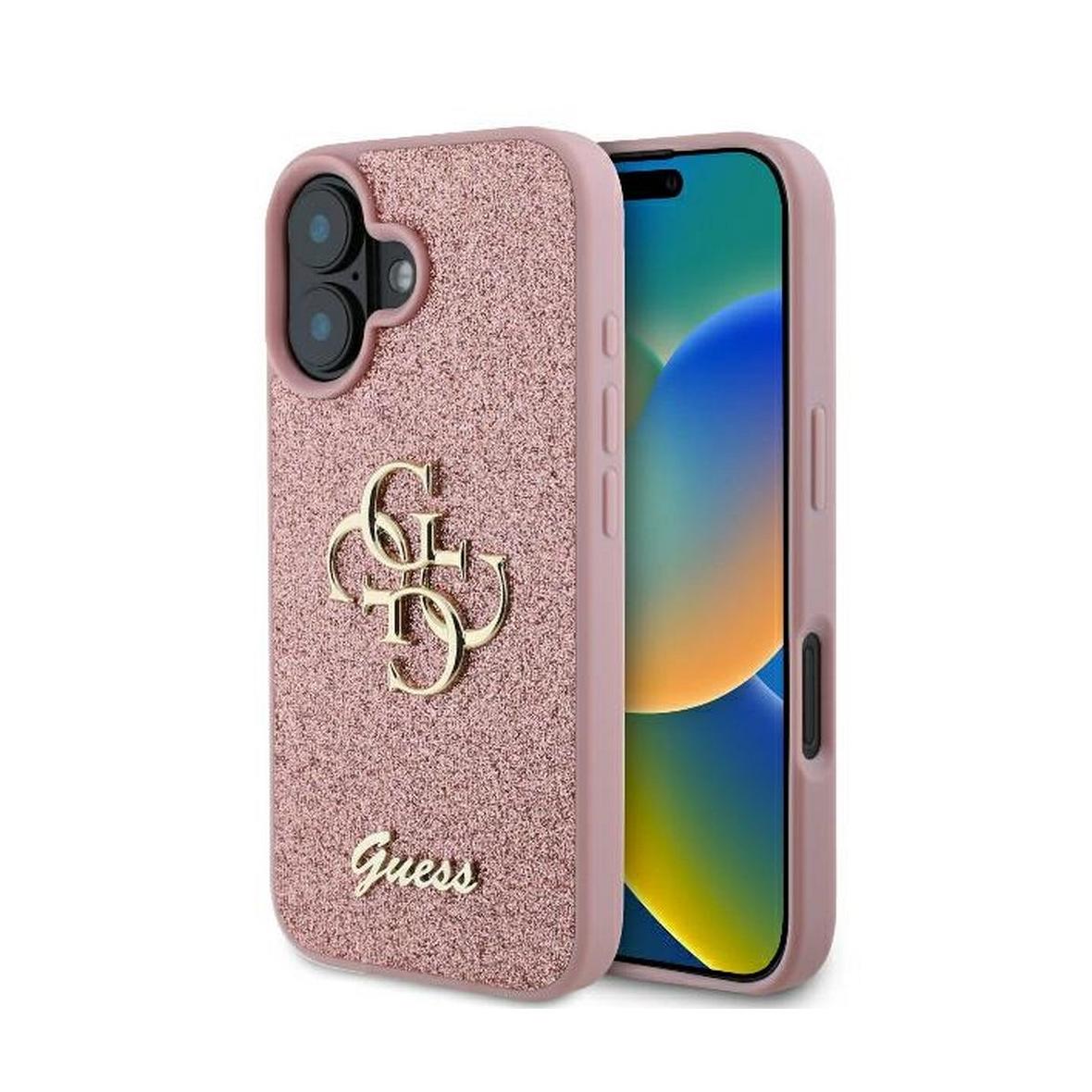 GUESS futerał do IPHONE 16 Plus GUHCP16MHG4SGP (Fixed Glitter Big 4G) różowy