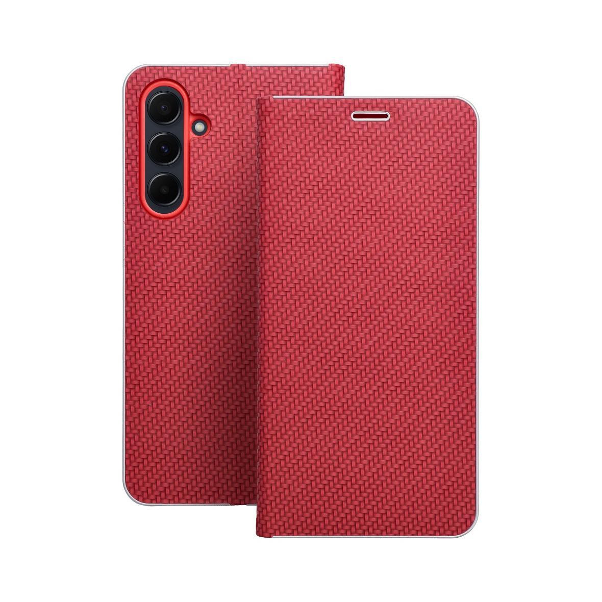 Etui z klapką na Samsung A55 5G Luna Book Carbon czerwone