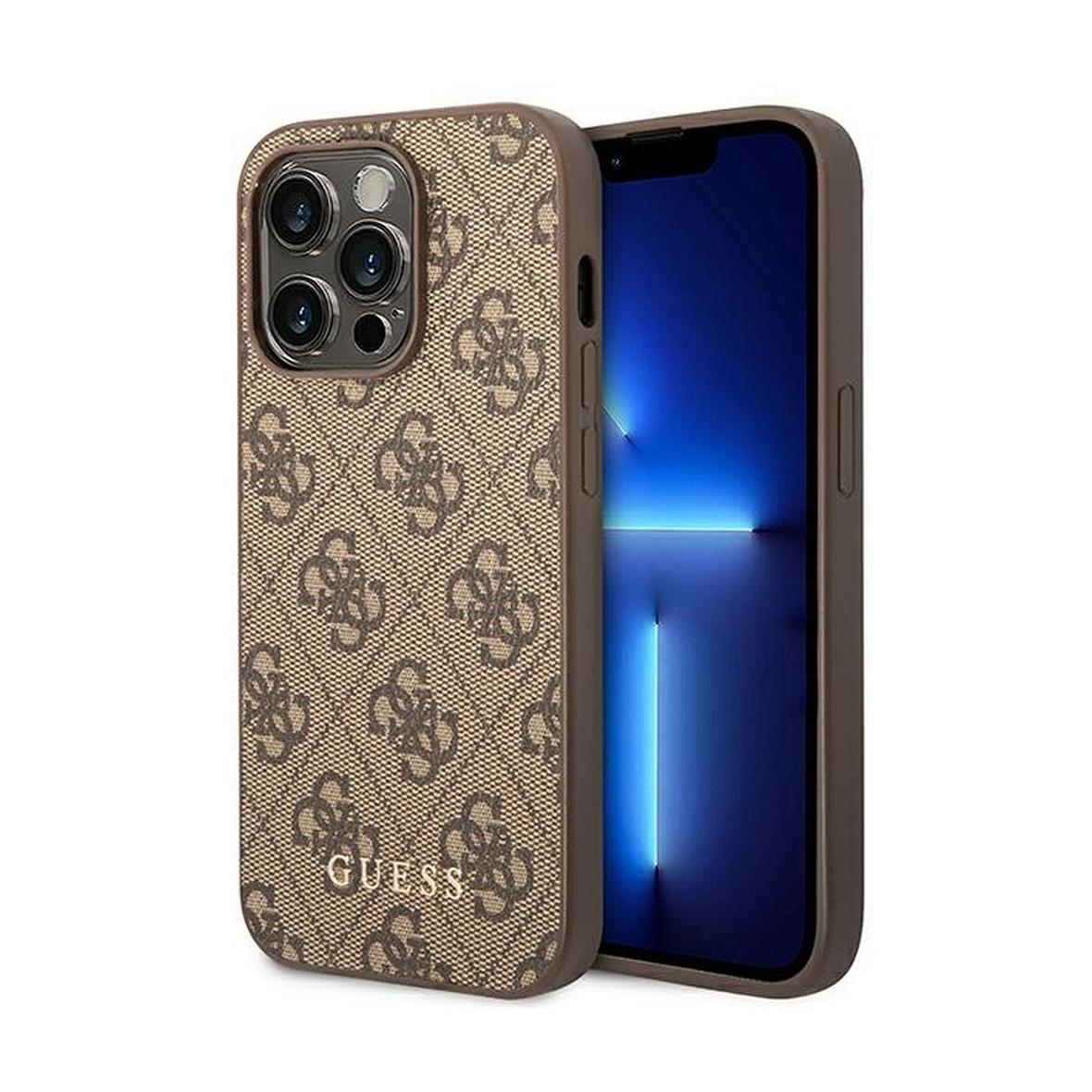 GUESS futerał do IPHONE 14 Pro Max GUHCP14XG4GFBR (4G Gold Logo) brązowy