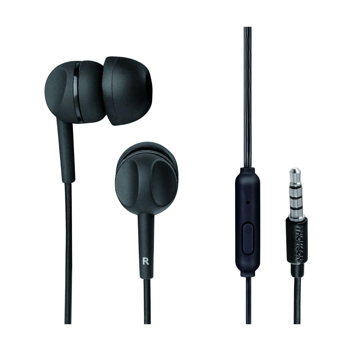 THOMSON słuchawki przewodowe Jack 3,5 mm z mikrofonem EAR3005BK czarne