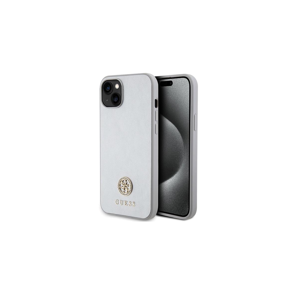GUESS futerał do IPHONE 13 / 14 / 15 GUHCP15SPS4DGPS (Strass Metal Logo) srebrny