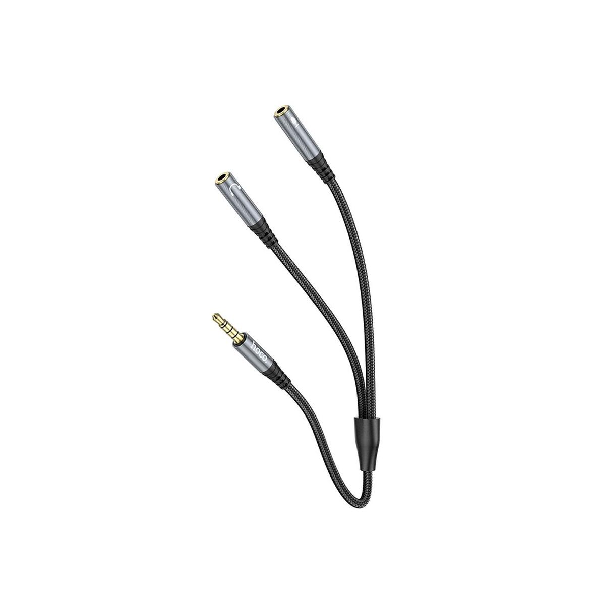 Kabel AUX 2w1 Jack 3,5 mm (męski) do 2 x Jack 3,5 mm (żeński) Hoco 0,25 m UPA21 szary (SC)