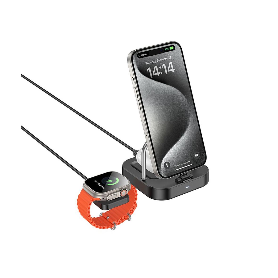 Ładowarka indukcyjna Hoco 3w1 3A 5W kompatybilna z Apple Watch CQ16A czarna