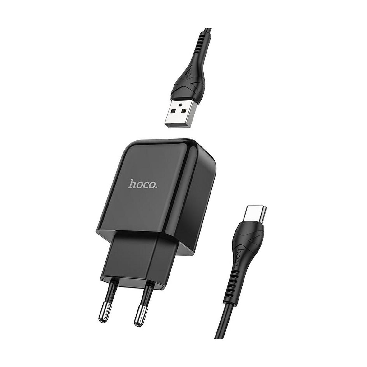 Ładowarka sieciowa do telefonu Hoco USB A 2A 10W + kabel USB A do USB C N2 czarna