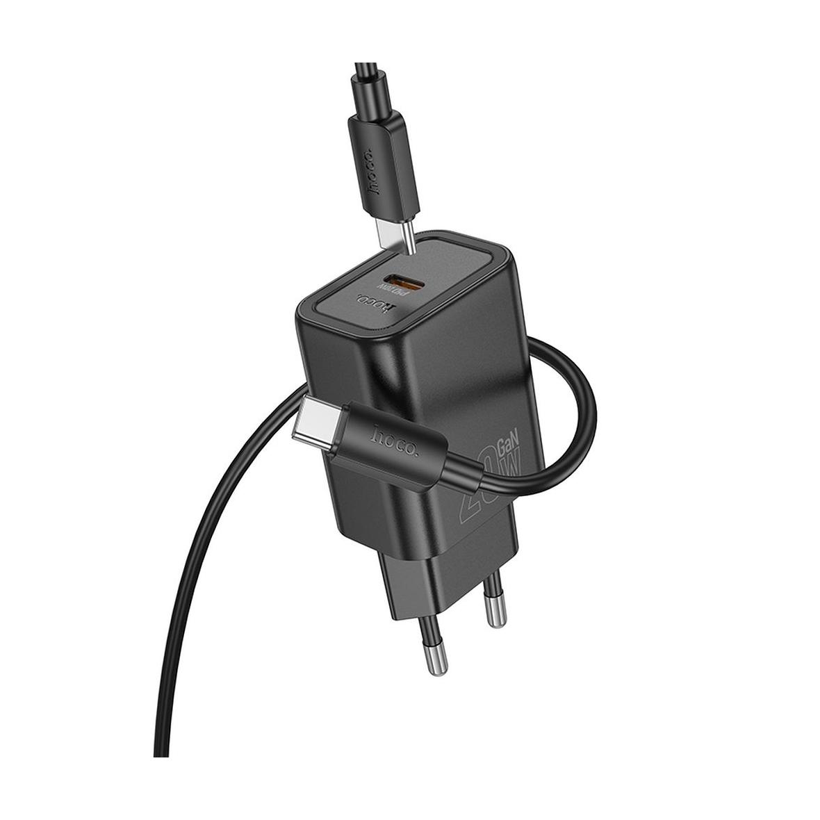 Ładowarka sieciowa do telefonu Hoco USB C QC PD 20W + kabel USB C do Lightning N60 czarna