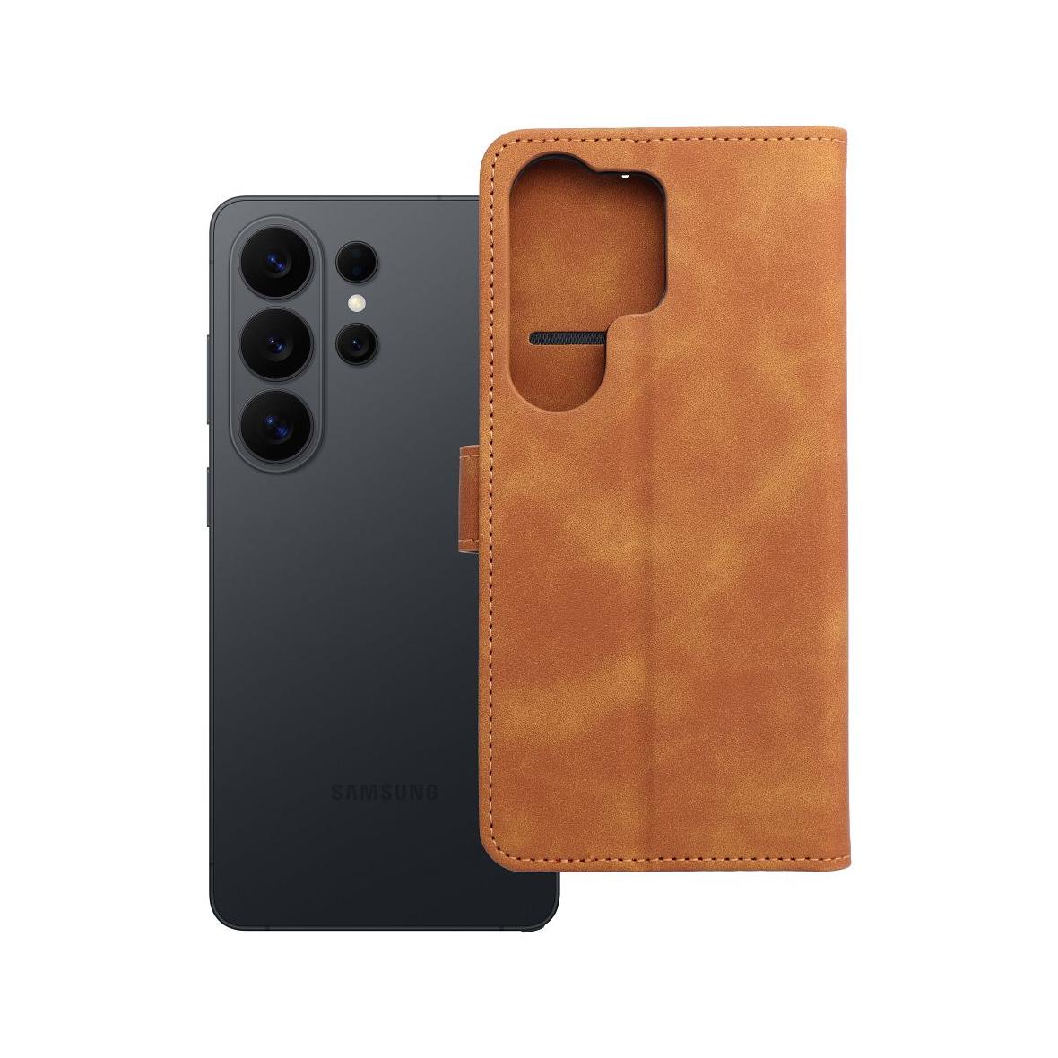 Etui z klapką na Samsung S26 ULTRA Tender Book brązowe