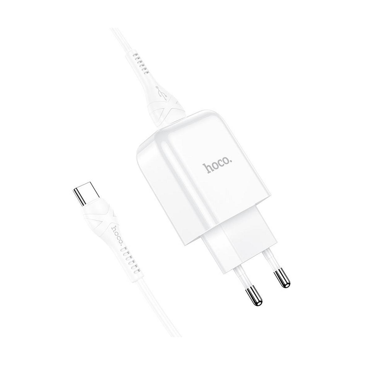 Ładowarka sieciowa do telefonu Hoco USB A 2A 10W + kabel USB A do USB C N2 biała