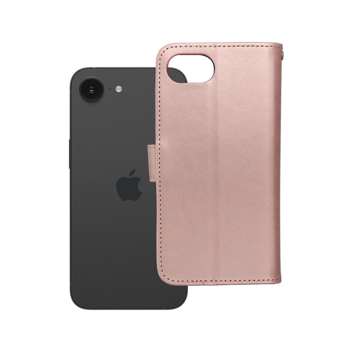 Etui z klapką na iPhone 16e (SE 4 2025) Mezzo Book teddy bear złoto-różowe