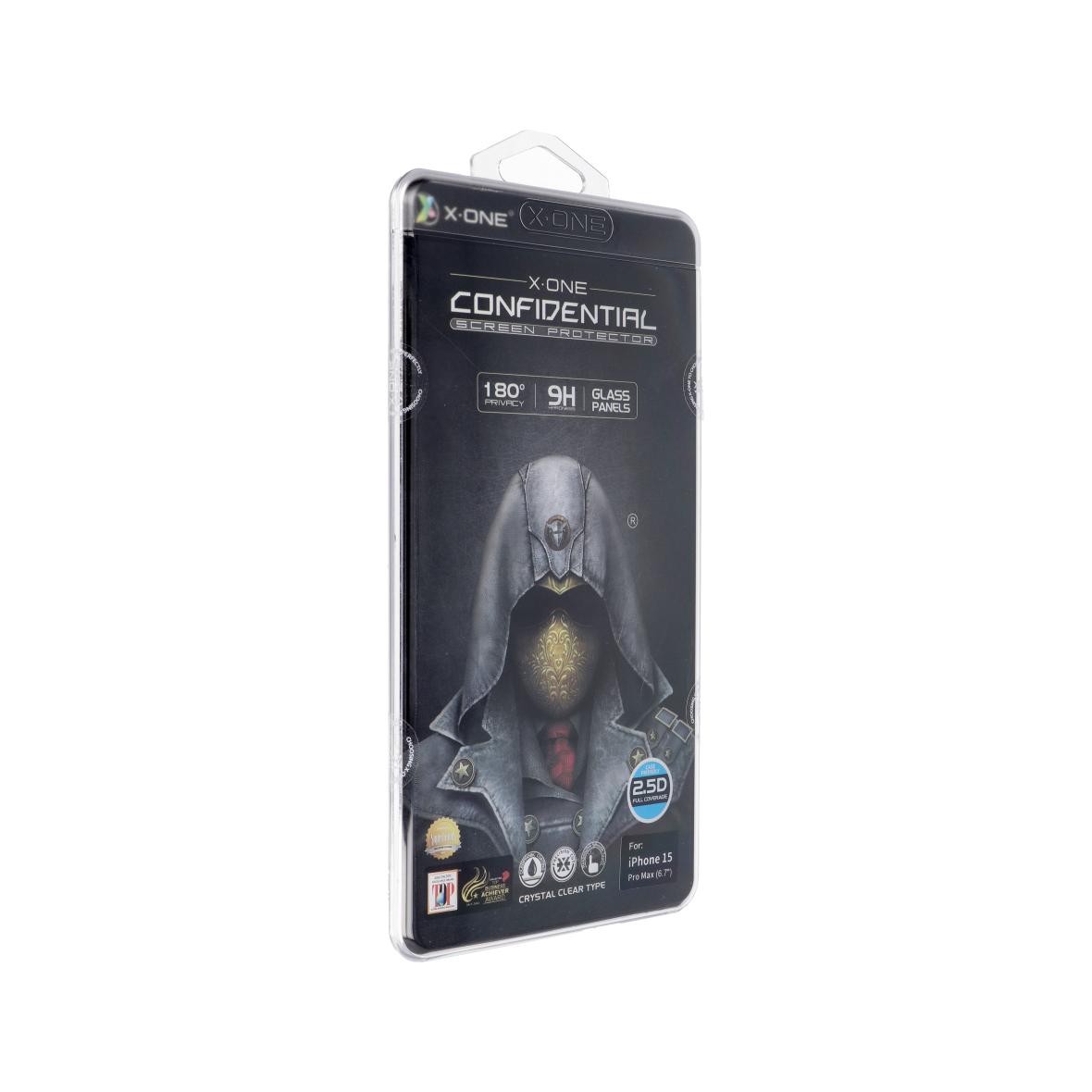 Szkło hartowane X-ONE Full Cover Extra Strong Privacy - do iPhone 15 Pro Max (full glue) czarny