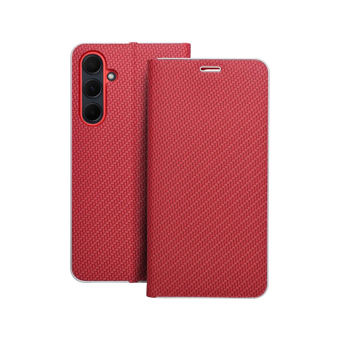Etui z klapką na Samsung A35 5G Luna Book Carbon czerwone