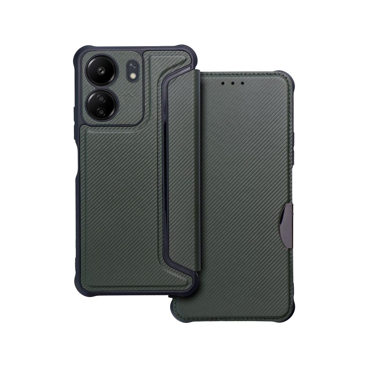 Etui z klapką na Xiaomi Redmi 13C Razor Book ciemnozielone