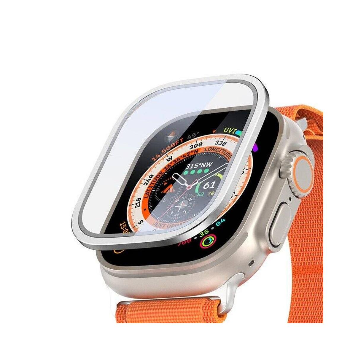 DUX DUCIS szkło FLAS hartowane z ramką do Apple Watch Ultra / Ultra 2 49 mm srebrne
