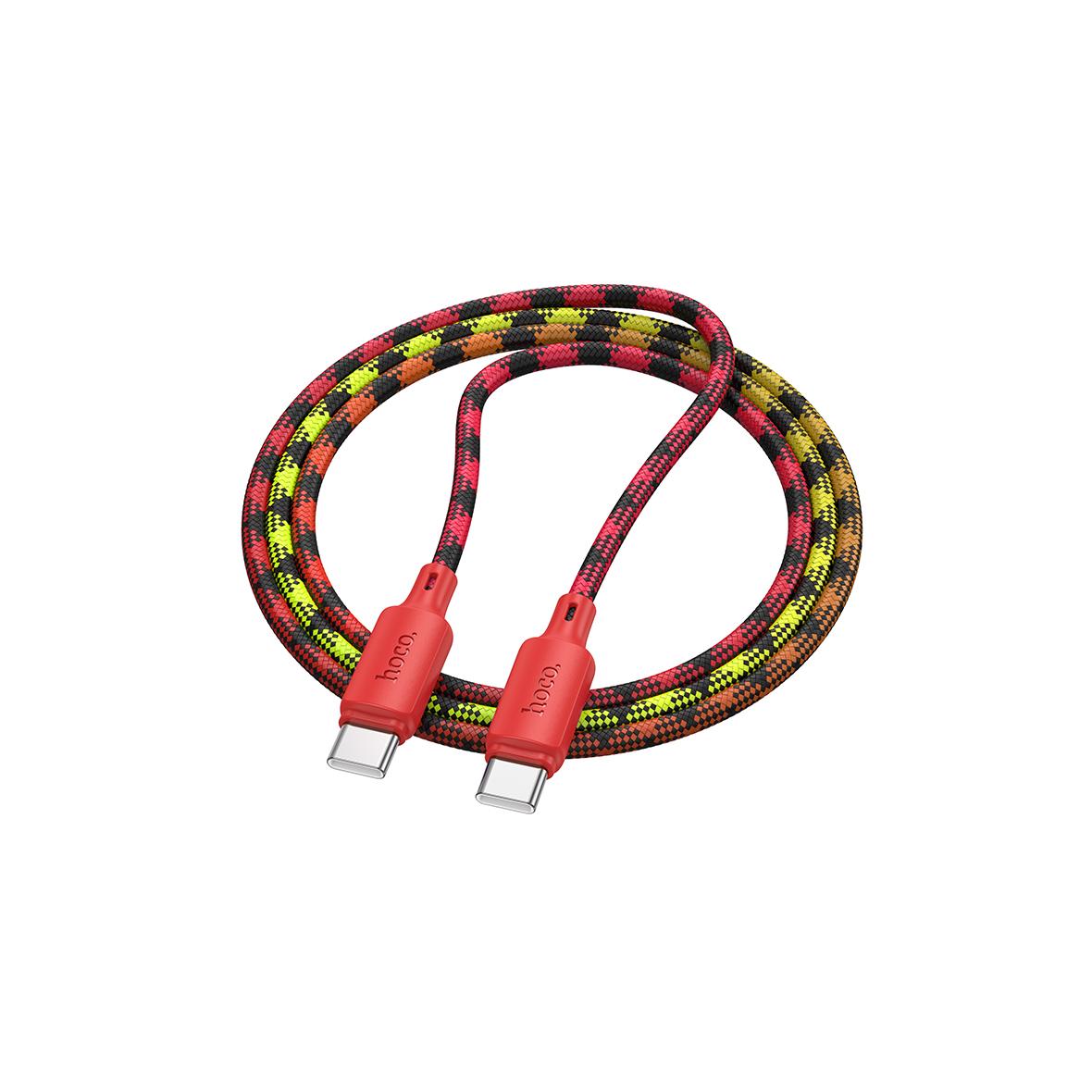 Kabel USB C do USB C Hoco 3A 60W 1 m X116 gradient czerwony