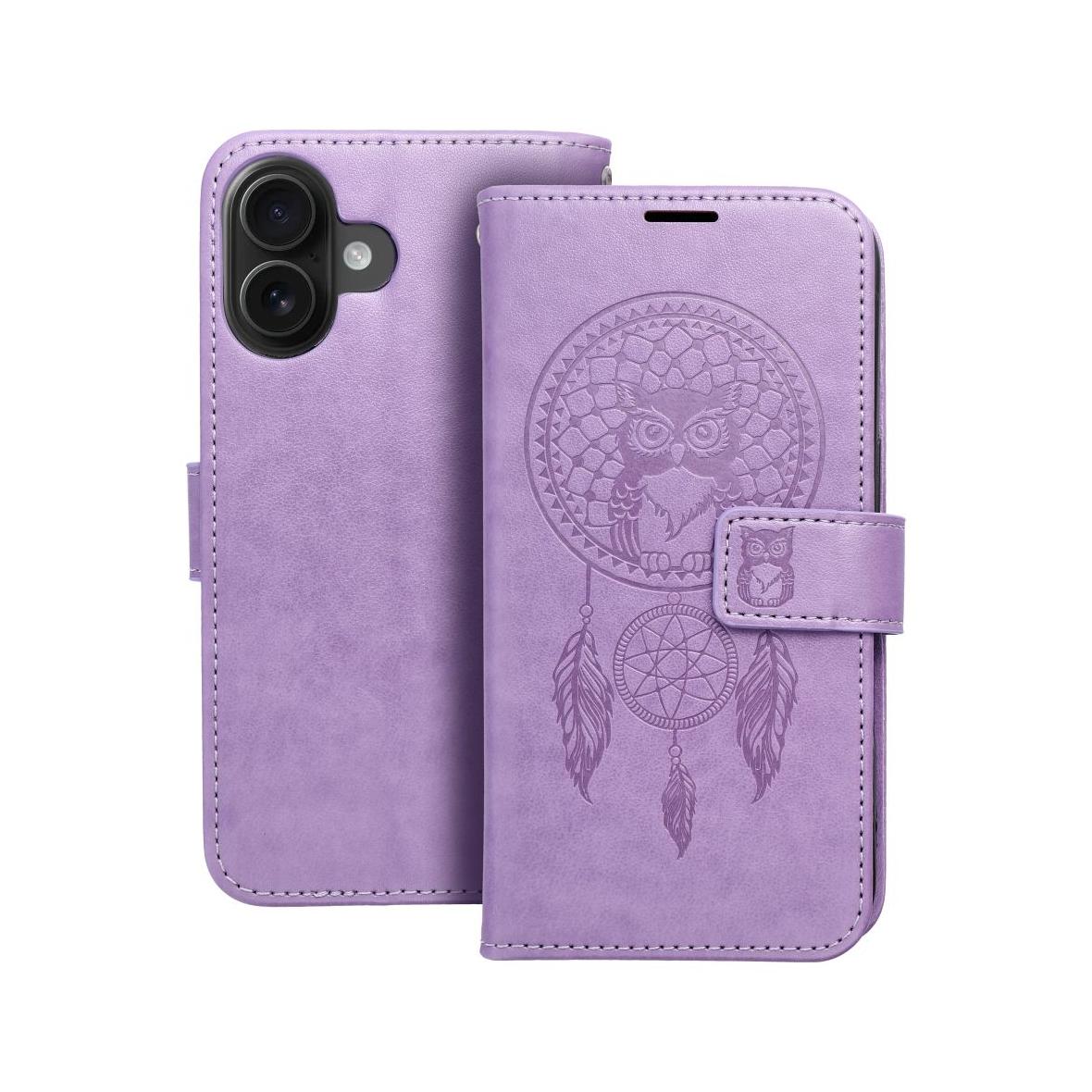 Etui z klapką na iPhone 16 Mezzo Book łapacz snów fioletowe
