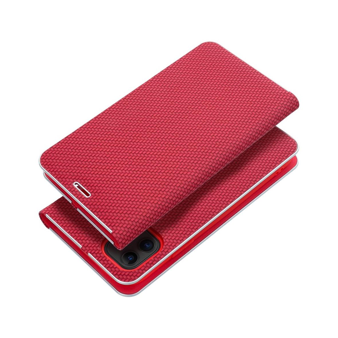 Etui z klapką na iPhone 16 Luna Book Carbon czerwone