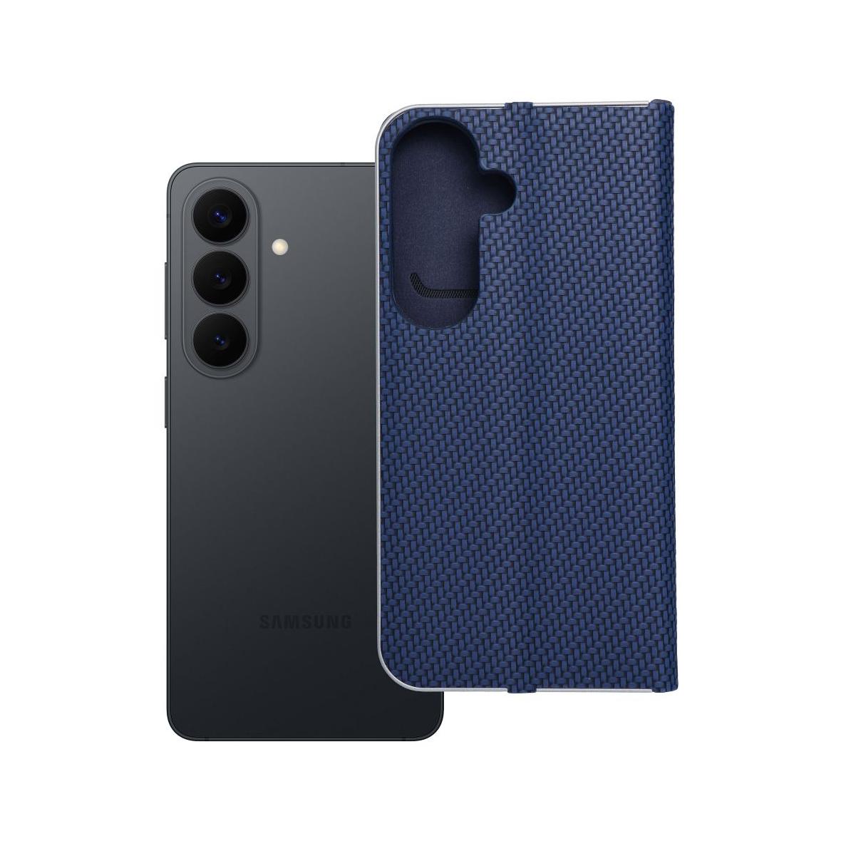 Etui z klapką na Samsung S26 Luna Book Carbon niebieskie