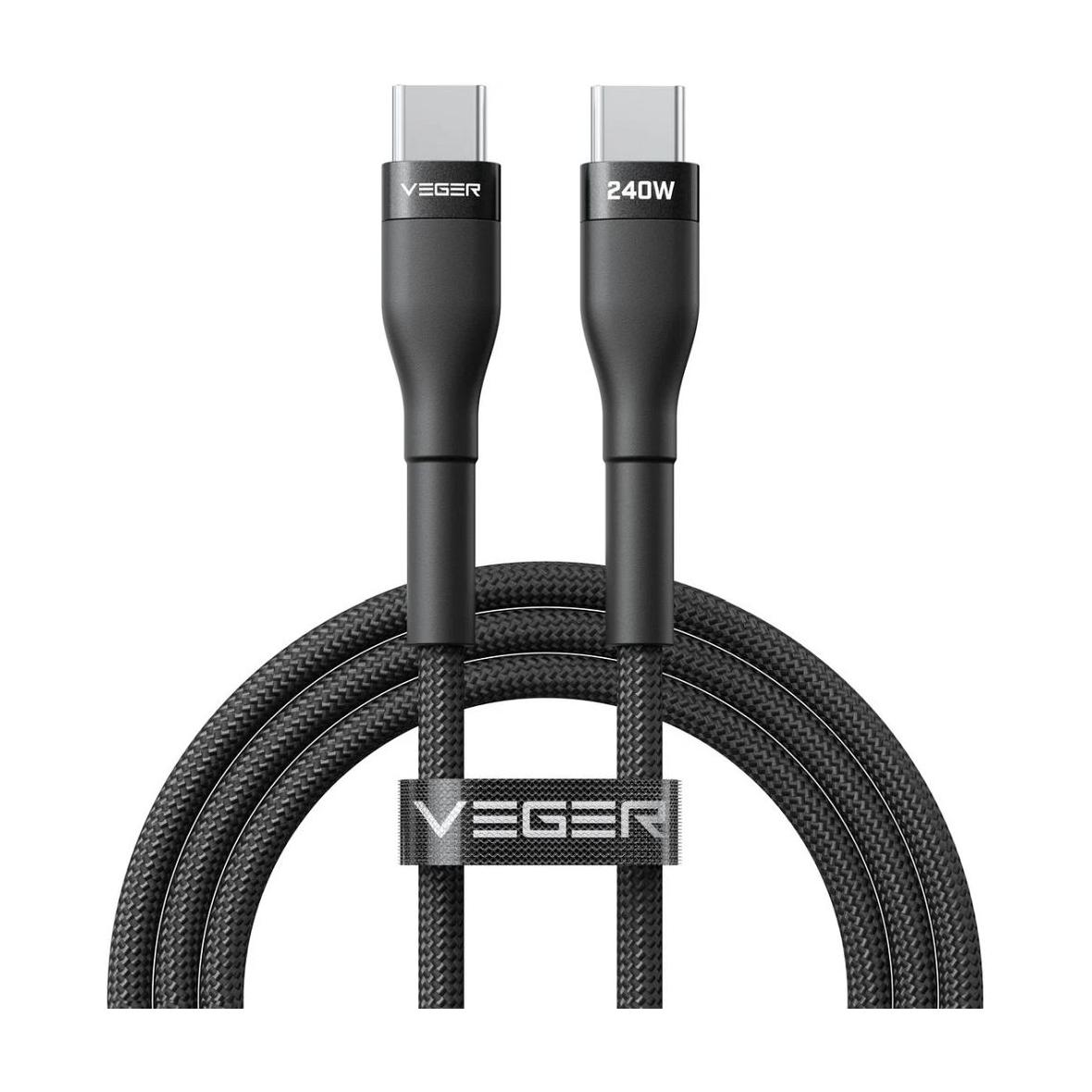 Kabel USB C do USB C VEGER PD 5A 240W 1,5 m CC03 czarny