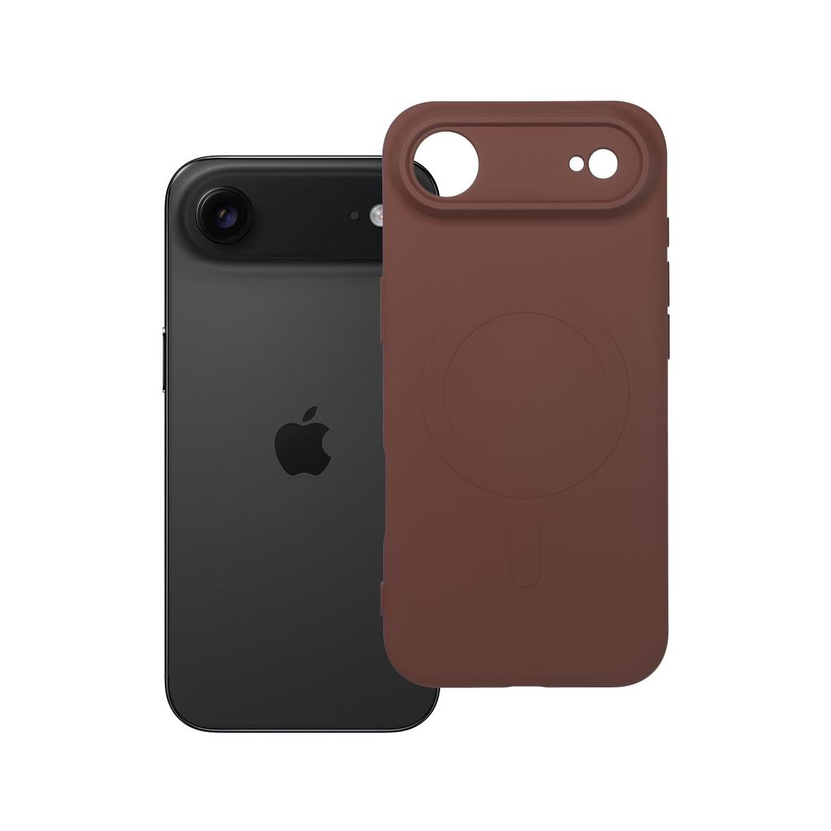Futerał do iPhone 17 AIR Silicone Mag Cover zgodny z MagSafe brązowy