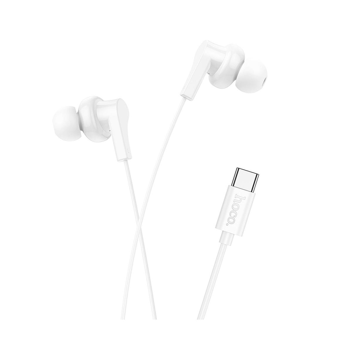Słuchawki przewodowe douszne USB C Hoco M114 białe