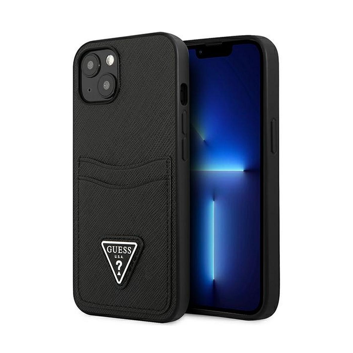 GUESS futerał do IPHONE 13 Mini GUHCP13SPSATPK (Saffiano Double Card Triangle) czarny