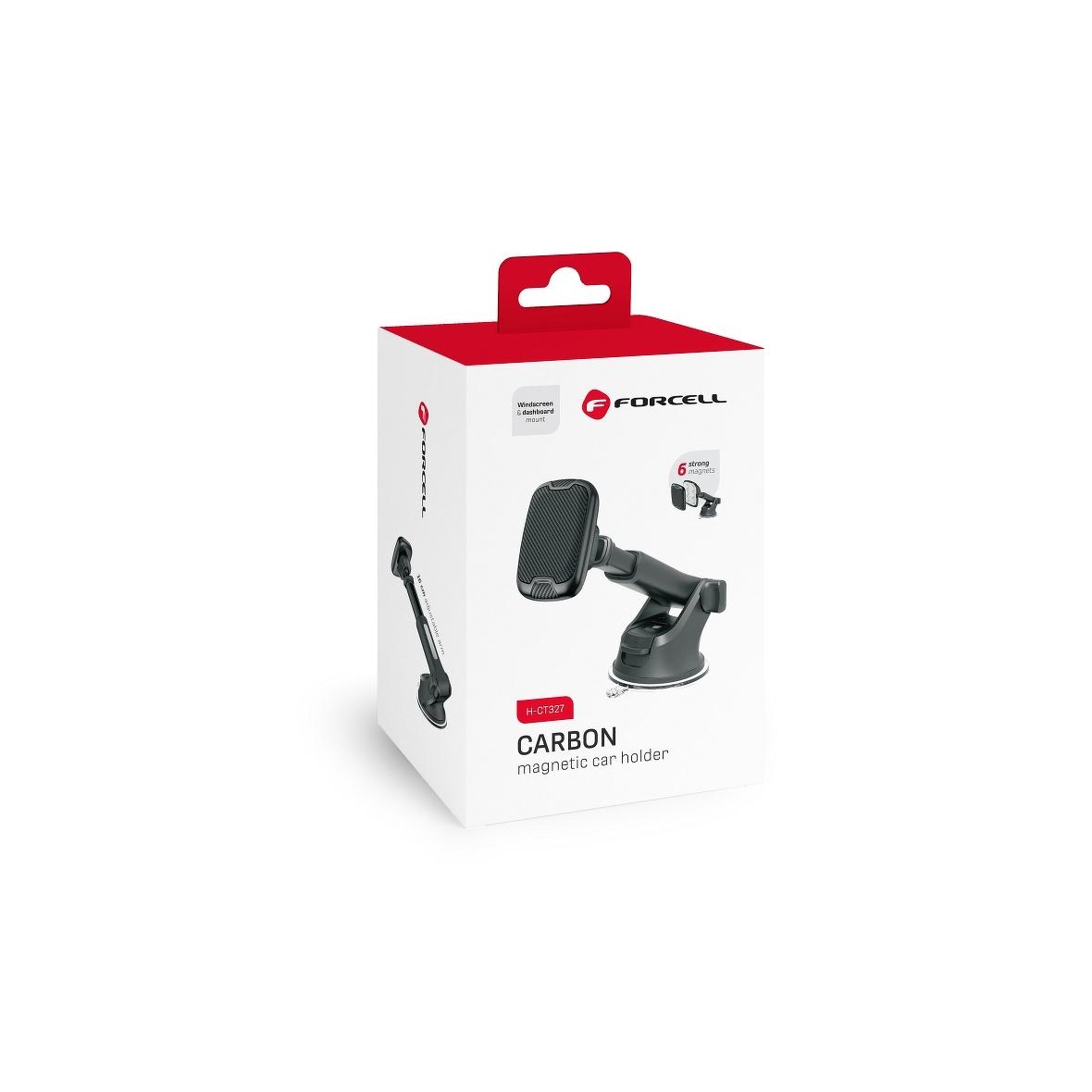 Uchwyt na telefon do samochodu magnetyczny Forcell F-Grip Carbon H-CT327 do szyby / deski czarny