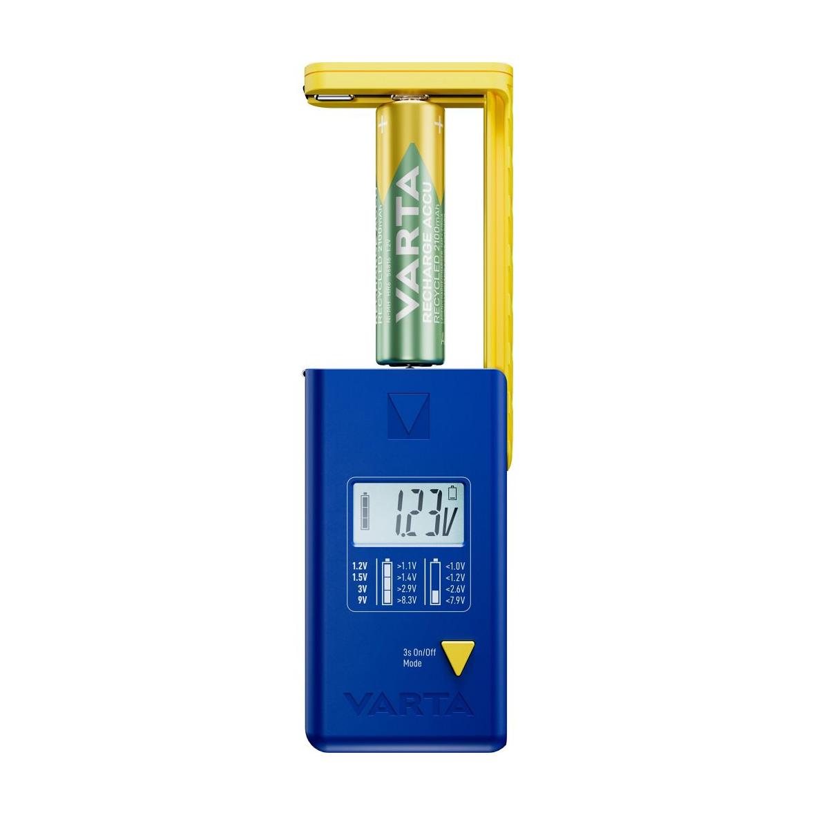 VARTA tester baterii z wyświetlaczem (AA, AAA, Typ C, Typ D, 9V, guzikowe) 893101111 niebieski