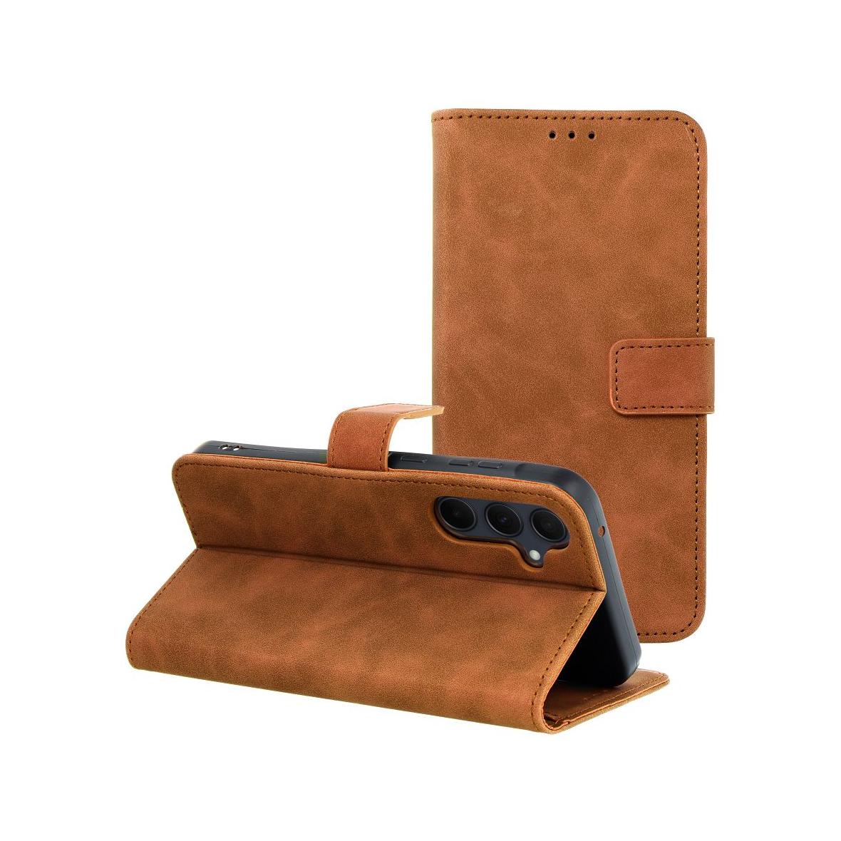 Etui z klapką na Samsung A35 5G Tender Book brązowe