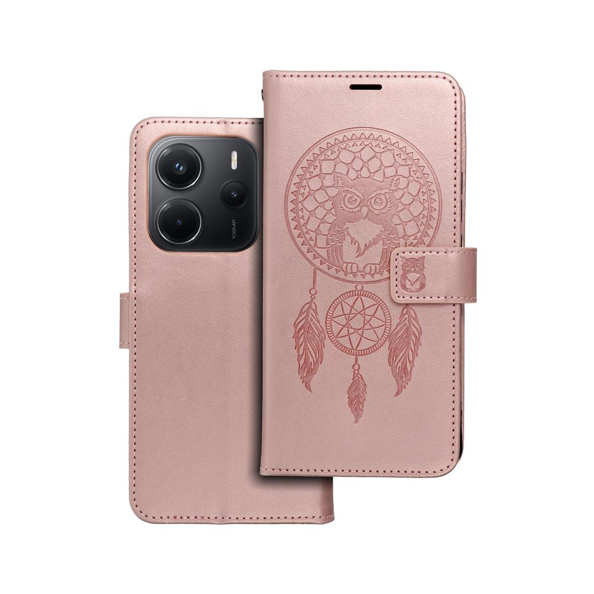 Etui z klapką na Xiaomi Redmi NOTE 14 5G Mezzo Book łapacz snów złoto-różowe