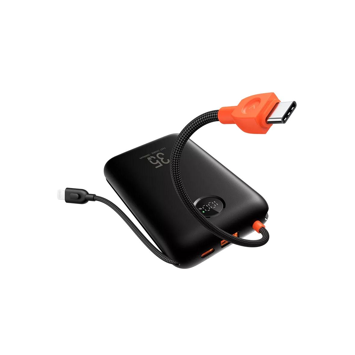 Powerbank Veger K2 (W2068) PD QC3.0 35W 20000 mAh z wbudowanymi kablami Typ C / Lightning czarny