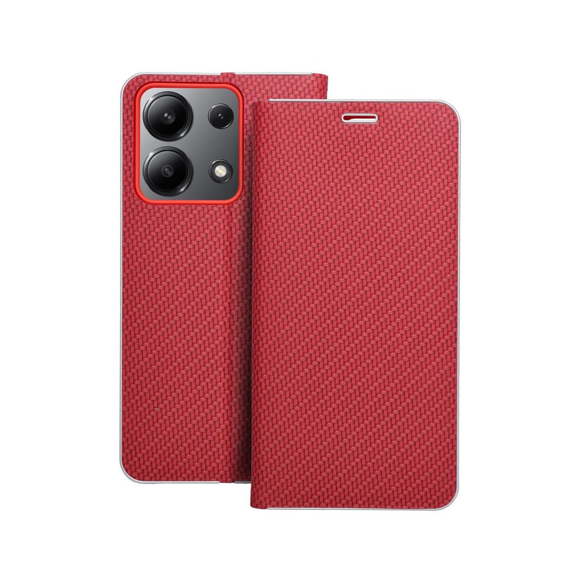 Etui z klapką na Xiaomi Redmi NOTE 13 4G Luna Book Carbon czerwone