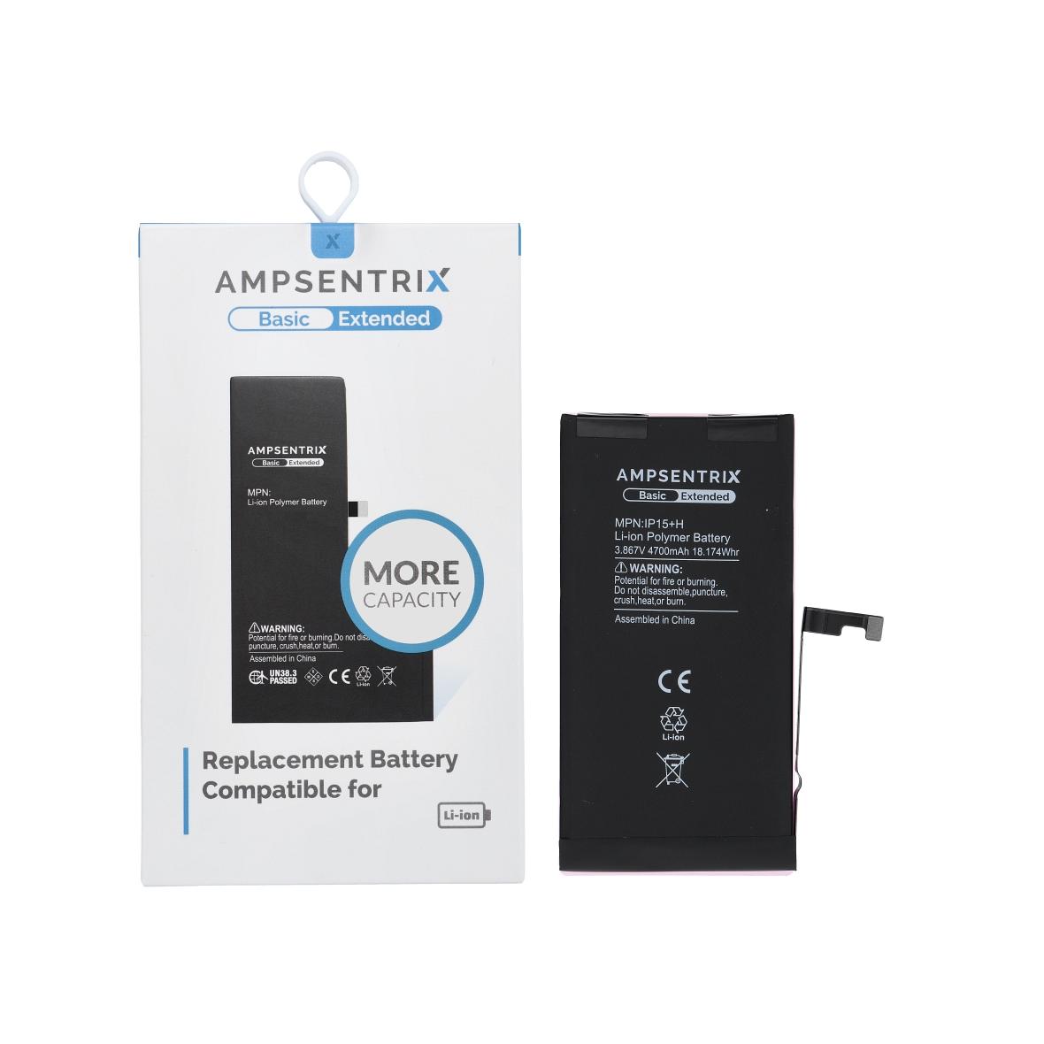 AmpSentrix Basic bateria do iPhone 15 Plus (zwiększona pojemność 4700 mAh)
