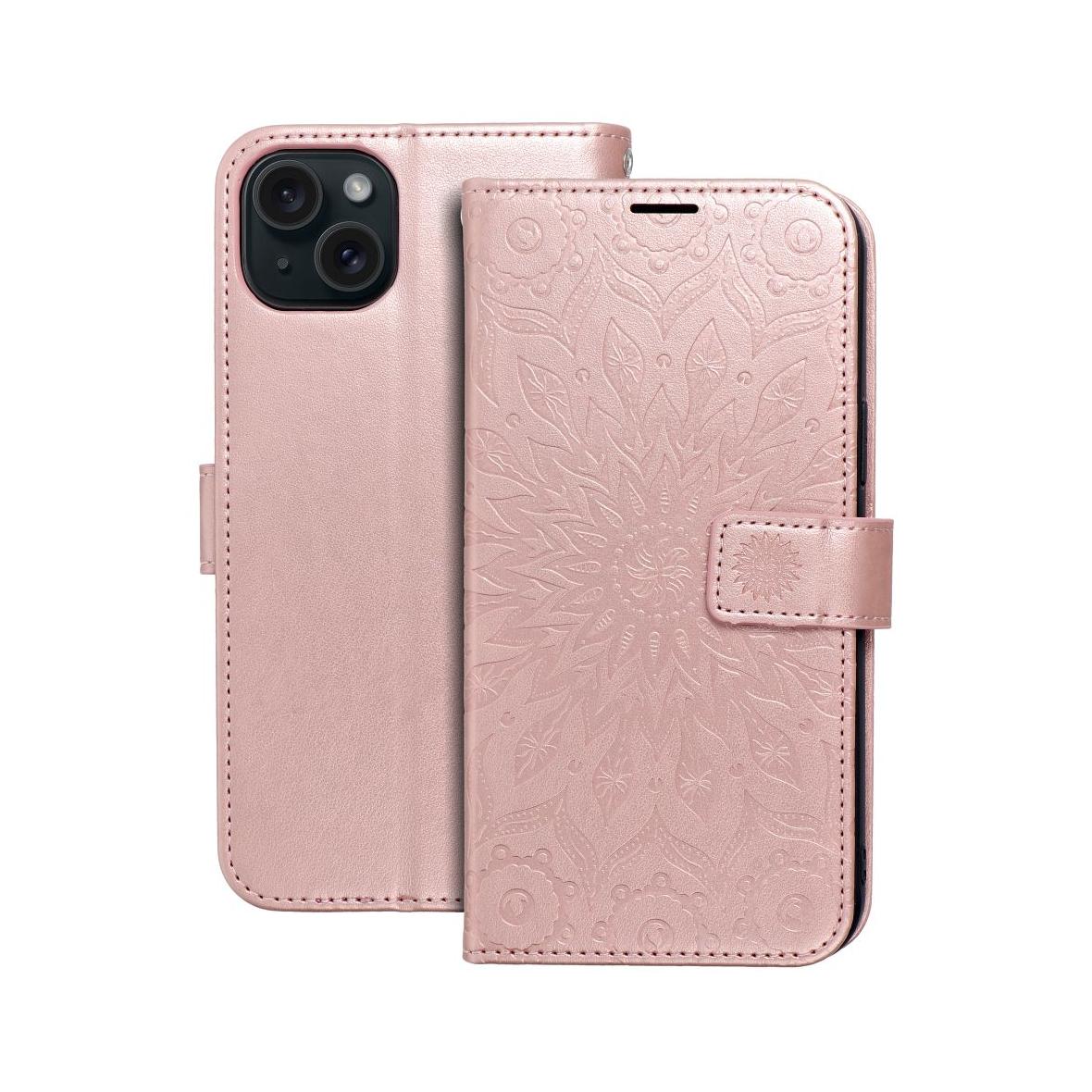 Etui z klapką na iPhone 15 PLUS Mezzo Book mandala złoto-różowe