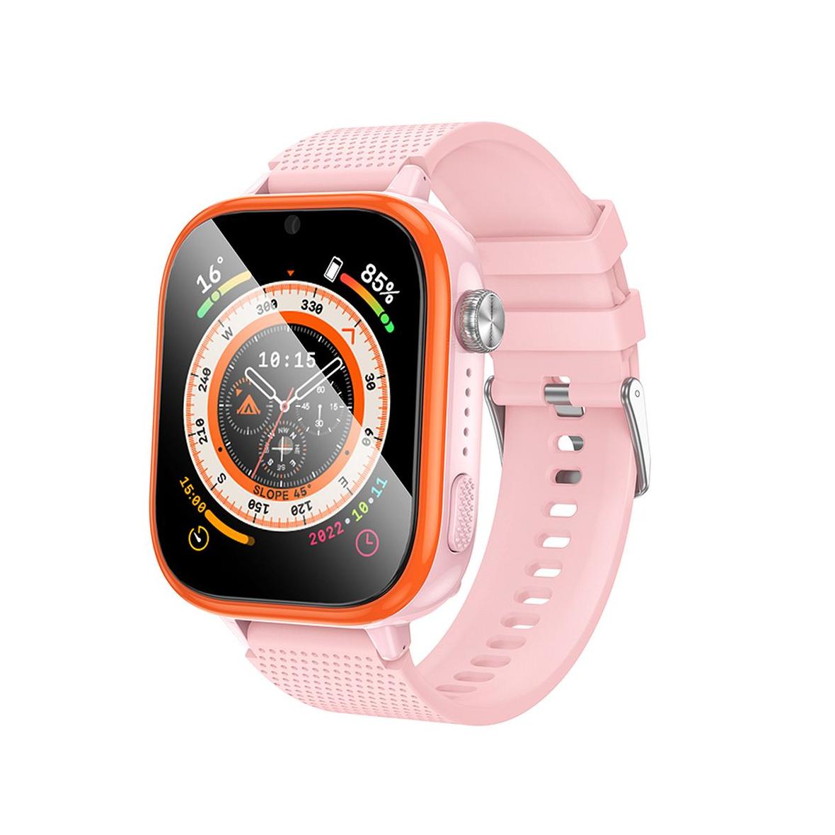 Smartwatch dla dzieci Hoco 1,83" 4G GPS z funkcją rozmowy Y101 różowy