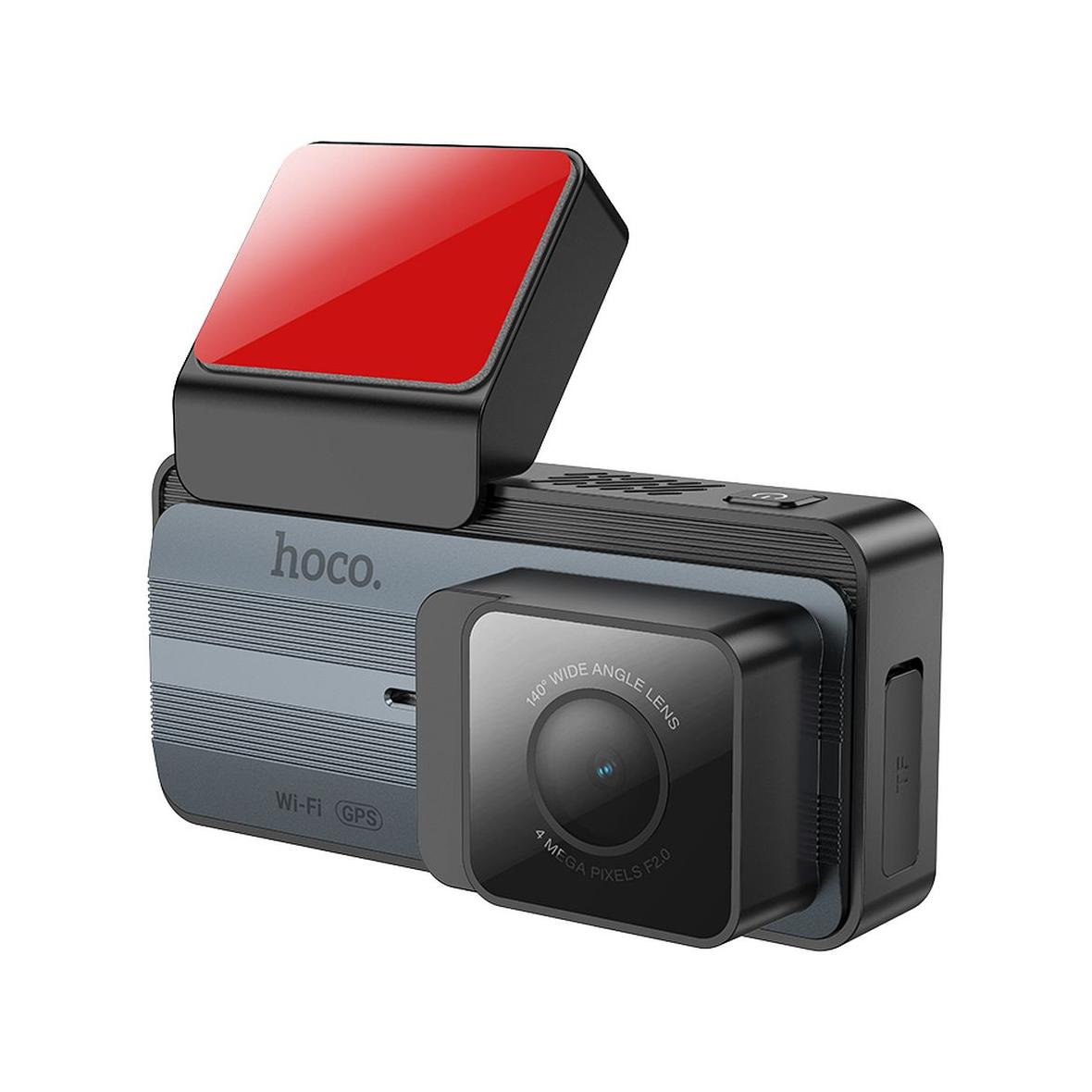 Kamera samochodowa Hoco z wyświetlaczem 3,69" 2K + kamera tylna 720P/25fps GPS DV12 srebrno szara