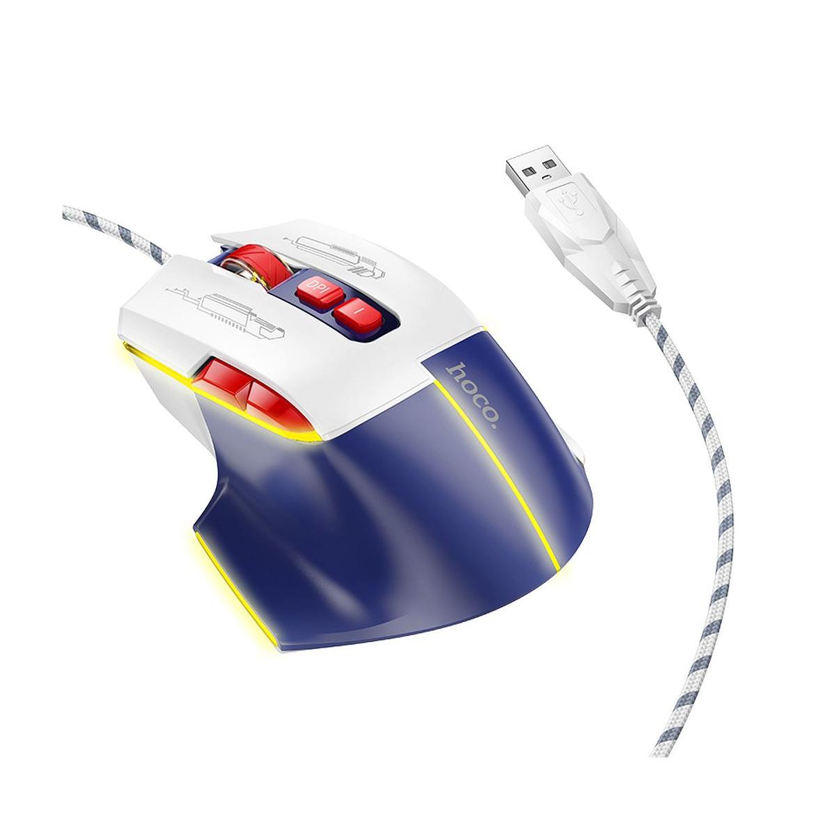 Myszka przewodowa gamingowa Hoco USB A 3600 dpi GM31 biało niebieska