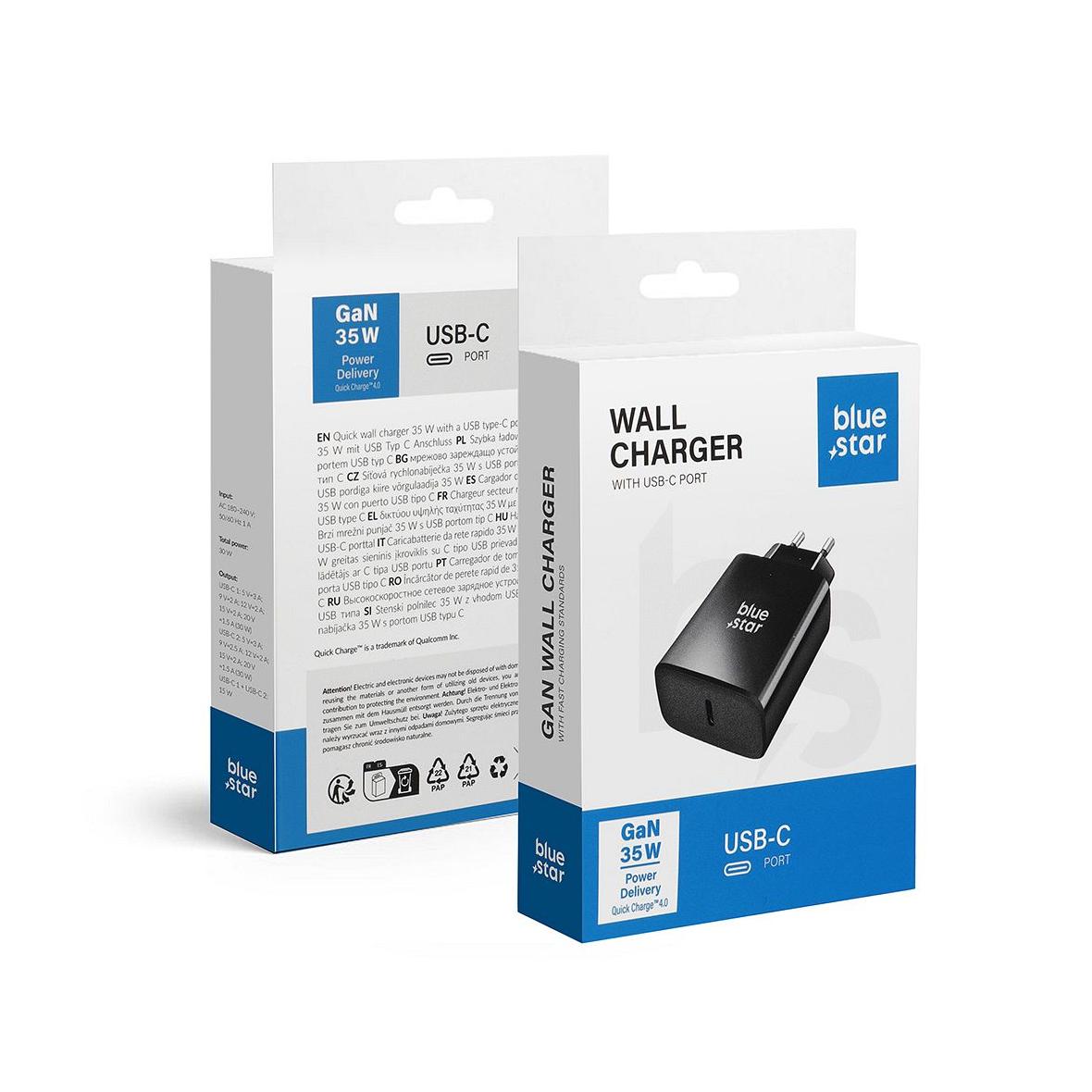 Ładowarka sieciowa do telefonu Blue Star USB C QC4.0 PD 3A 35W TFB-TC-35WPD czarna