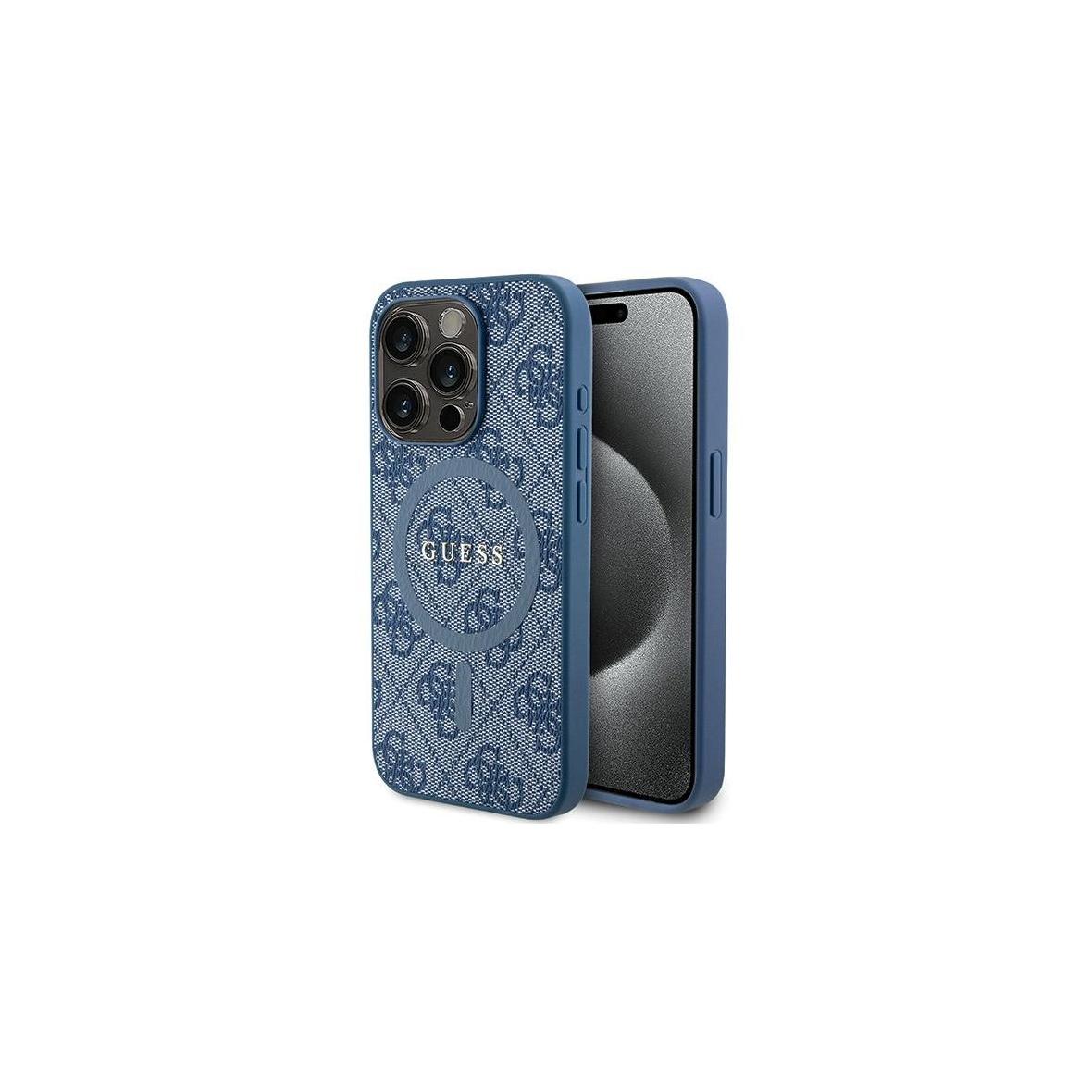 GUESS futerał do IPHONE 14 Pro Max kompatybilny z MagSafe GUHMP14XG4GFRB (4G Ring classic logo) niebieski