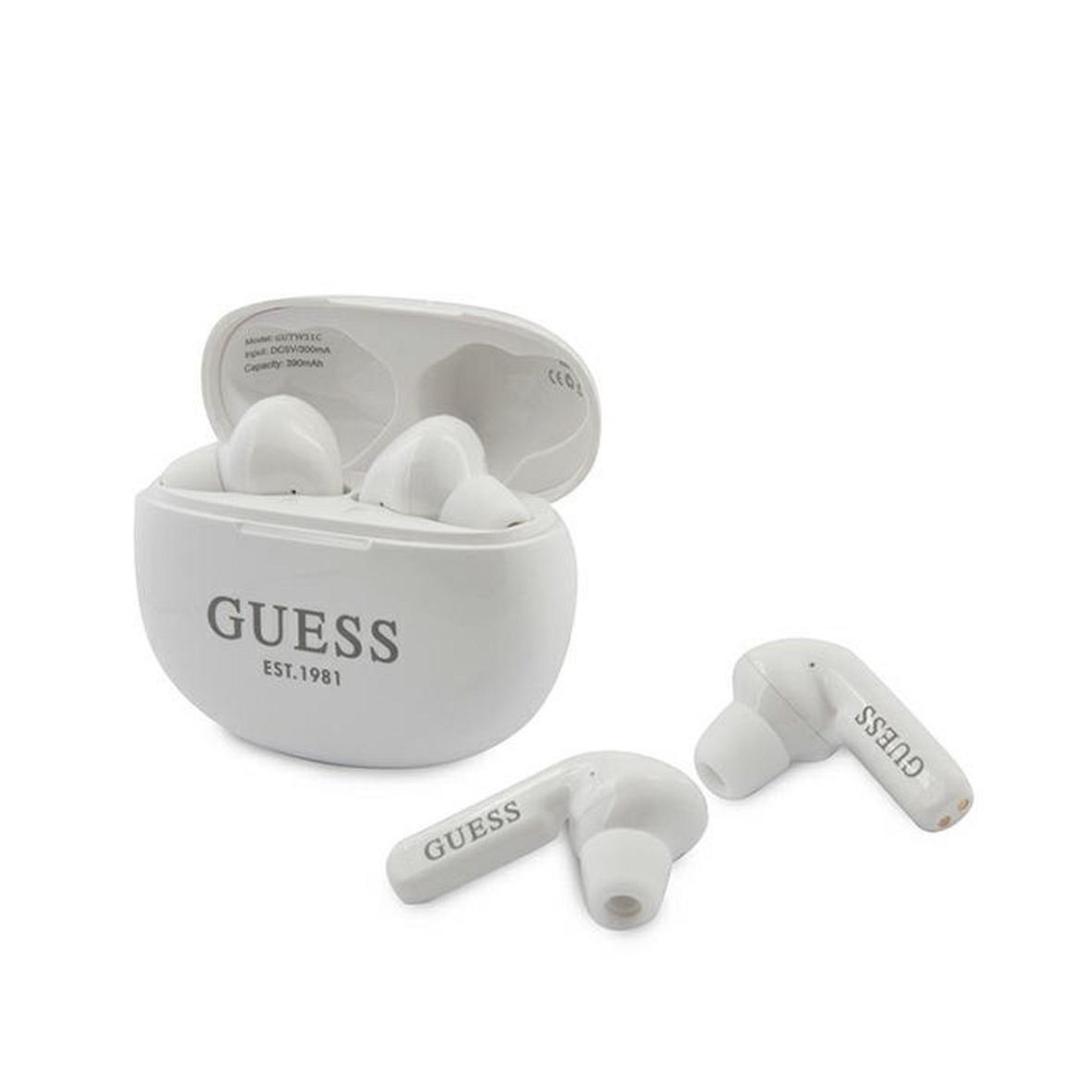 GUESS słuchawki bezprzewodowe bluetooth TWS + stacja dokująca GUTWS1CWH białe