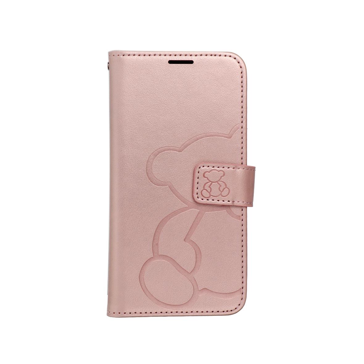 Etui z klapką na Samsung A37 5G Mezzo Book teddy bear złoto-różowe