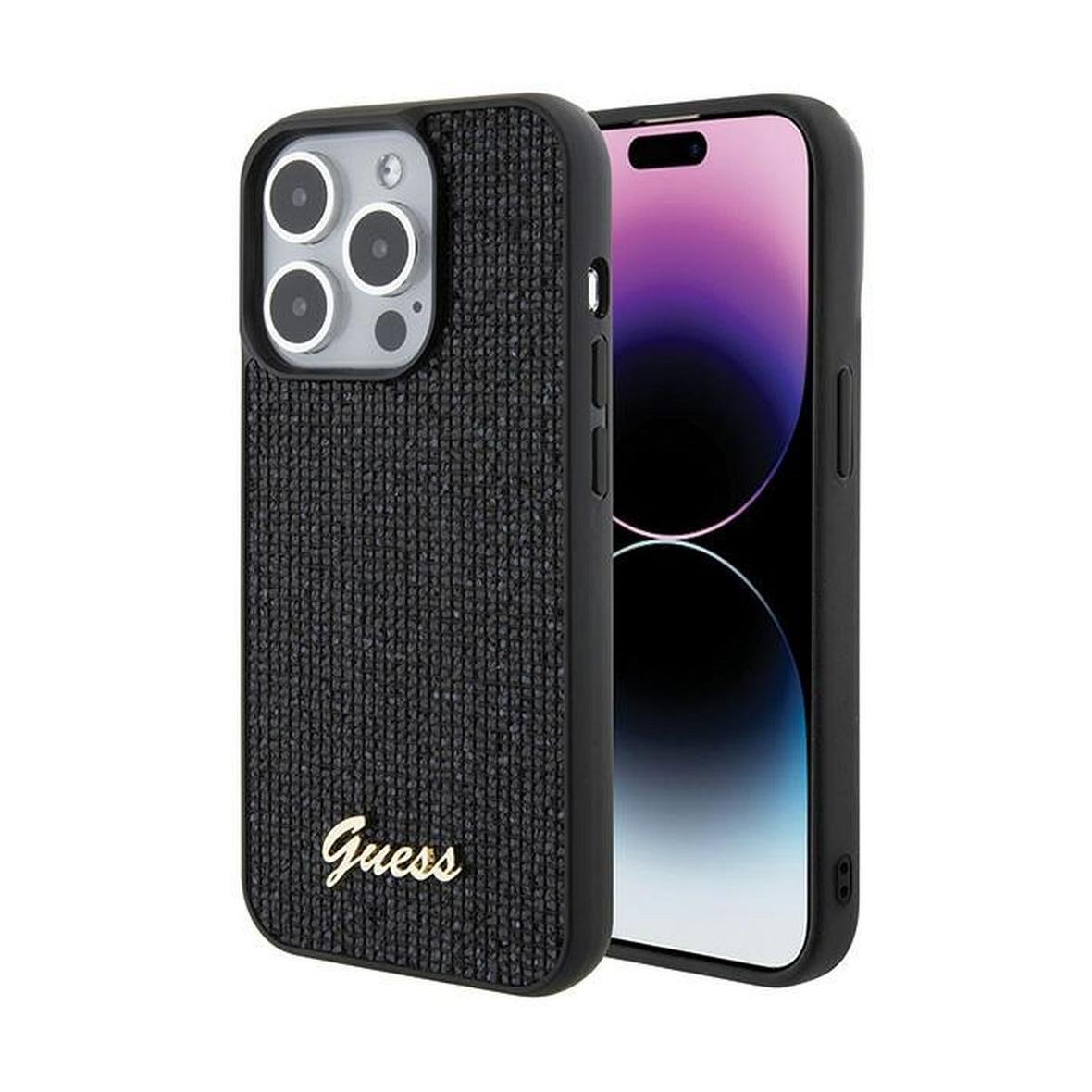 GUESS futerał do IPHONE 15 Pro GUHCP15LPMSDGSK (Disco Script Metal) czarny