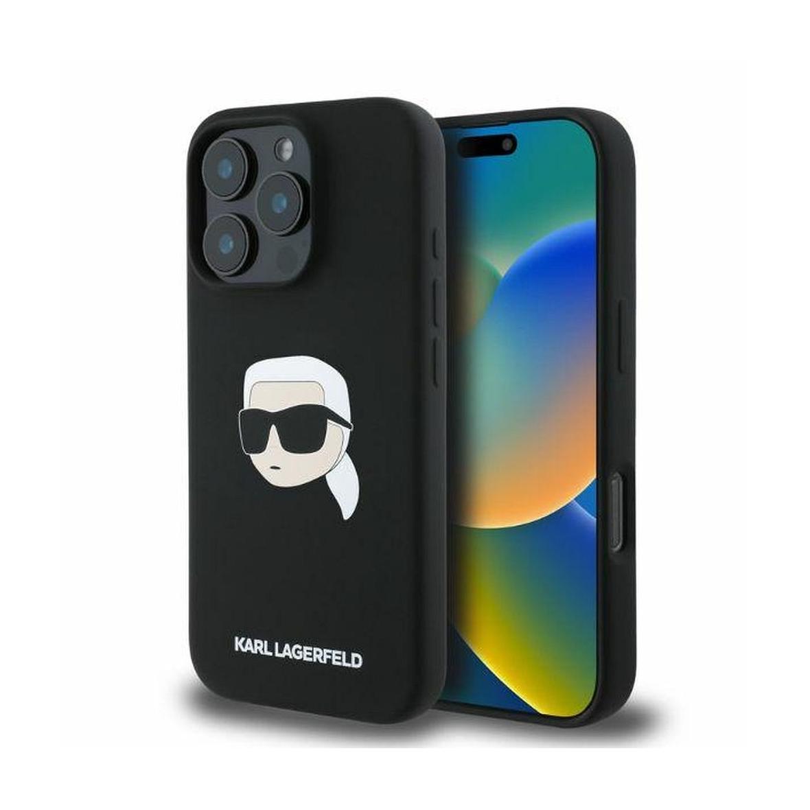 KARL LAGERFELD futerał do IPHONE 16 Pro kompatybilny z MagSafe KLHMP16LSKHPPLK (Sil KL Head Print) czarny