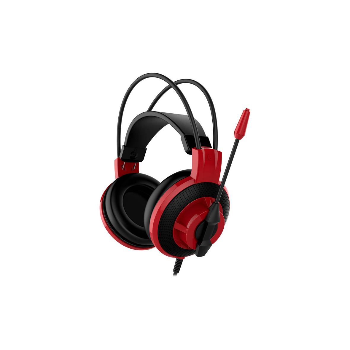 Słuchawki przewodowe nauszne Jack 3,5 mm gamingowe MSI DS501 czerwone