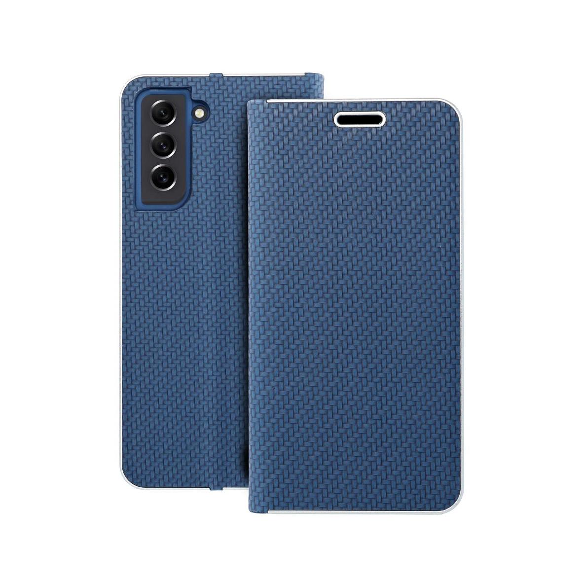 Etui z klapką na Samsung S21 Luna Book Carbon niebieskie