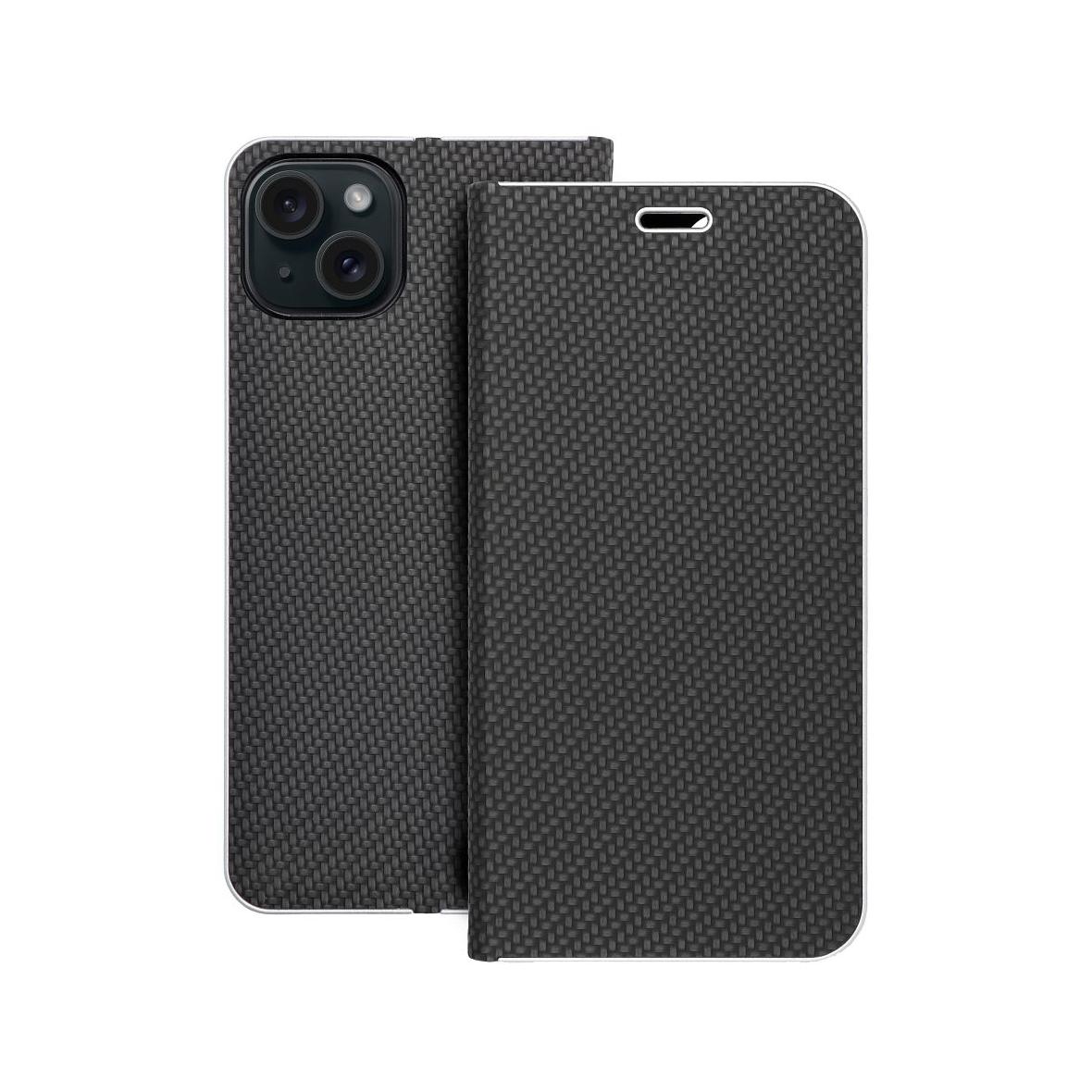 Etui z klapką na iPhone 15 PLUS Luna Book Carbon czarne