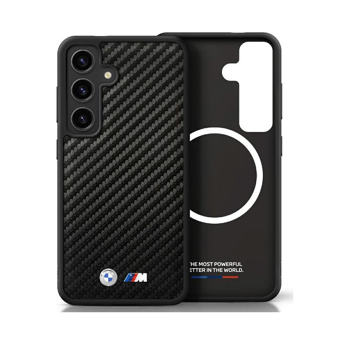 BMW futerał do SAMSUNG S25 Plus kompatybilny z MagSafe BMHMS25M24PUCILK (PU Carbon Metal Logos) black