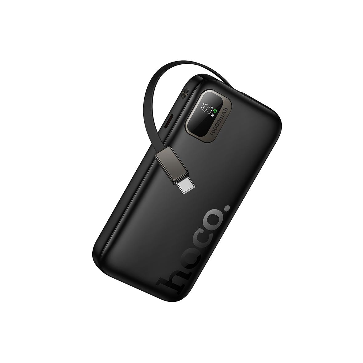 Powerbank Hoco 10000 mAh QC PD 20W ze zwijanym kablem USB C Q51 czarny