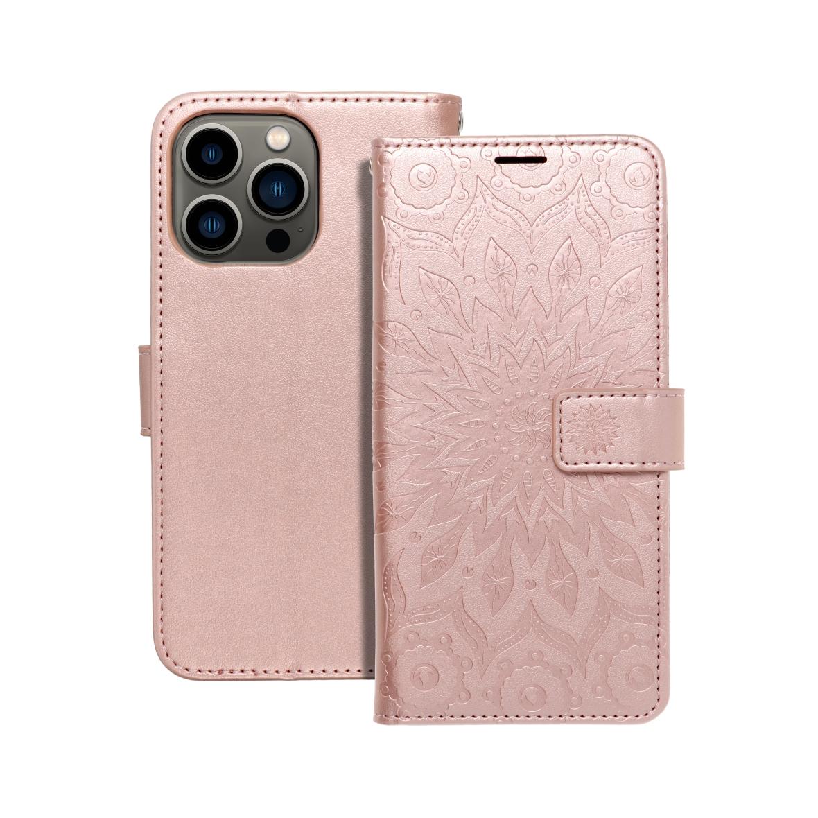 Etui z klapką na iPhone 13 PRO Mezzo Book mandala złoto-różowe