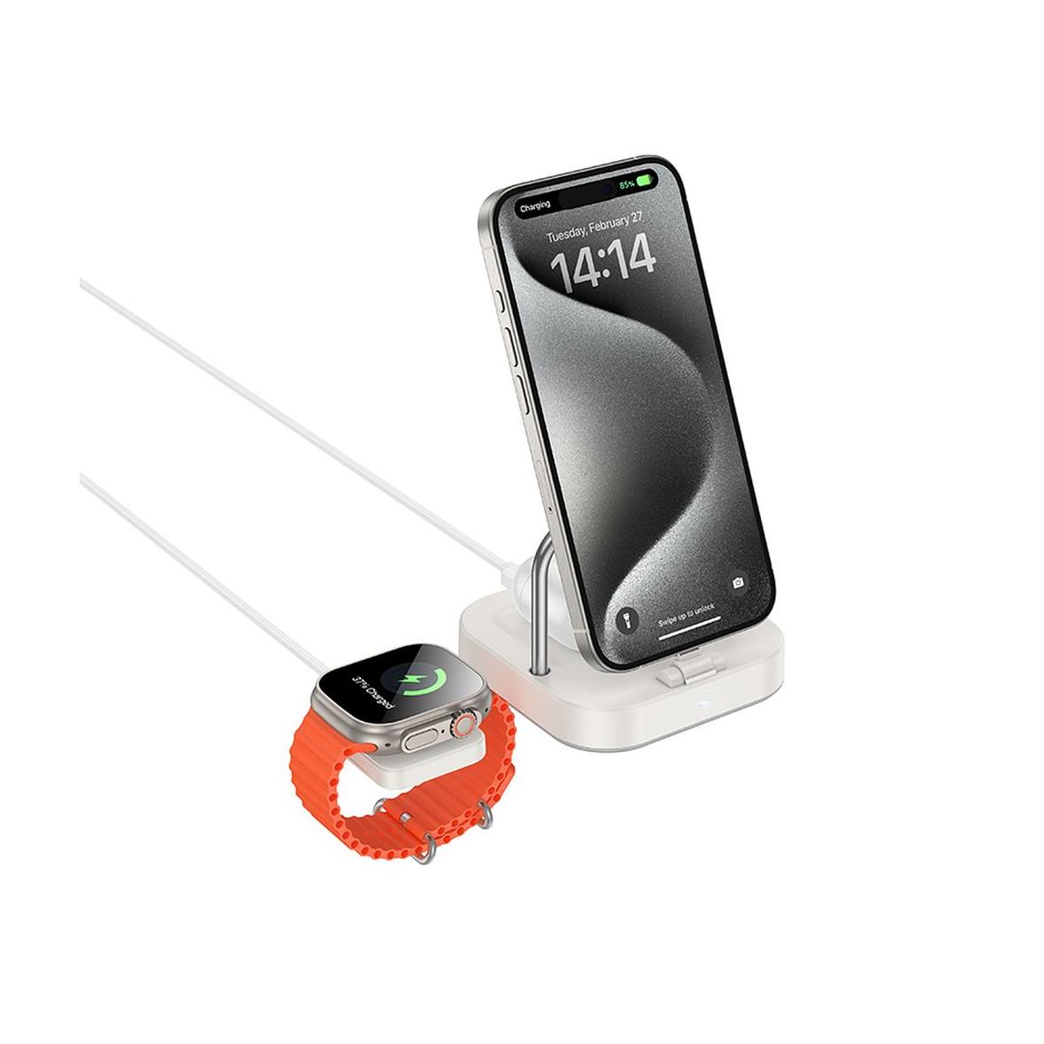 Ładowarka indukcyjna Hoco 3w1 3A 5W kompatybilna z Apple Watch CQ16A biała