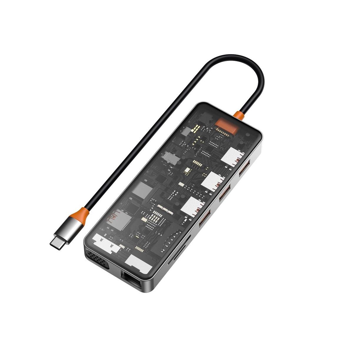 WiWU - HUB 11w1 CB011 Type-C do USB3.0x3+USB2.0x1+SD/TF(2.0)+HDMIx1+RJ45+VGA+PD+Audio